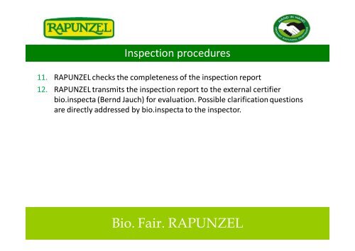 Instructions HAND IN HAND (HIH) Inspections - Rapunzel