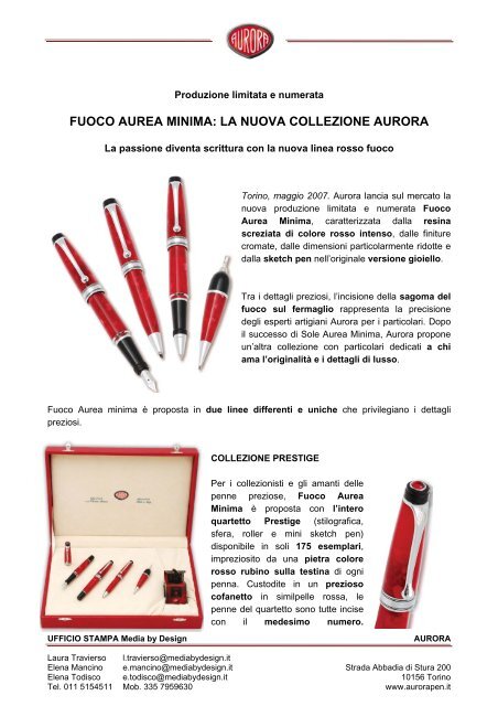 FUOCO AUREA MINIMA: LA NUOVA COLLEZIONE AURORA