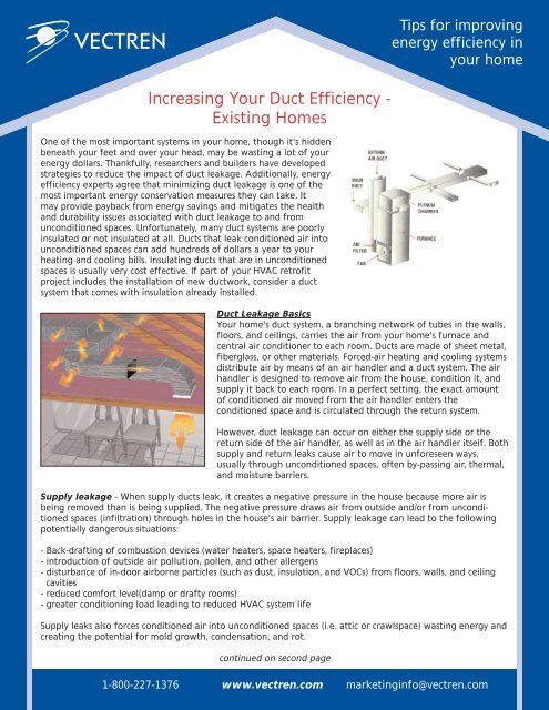 Increasing Your Duct Efficiency - Existing Homes