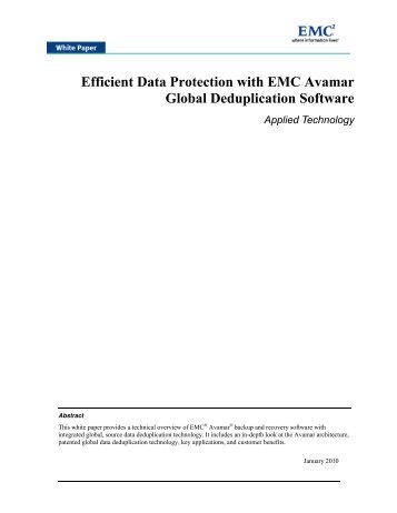 Efficient Data Protection with EMC Avamar Global Deduplication ...