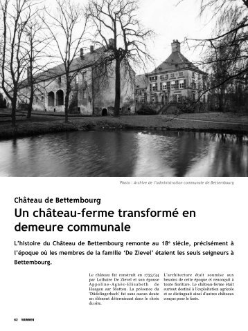 LÂ´Histoire du ChÃ¢teau de Bettembourg dans le Magazine Wunnen