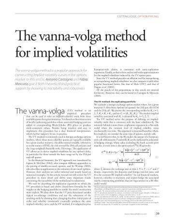 The vanna-volga method for implied volatilities (PDF - Risk.net