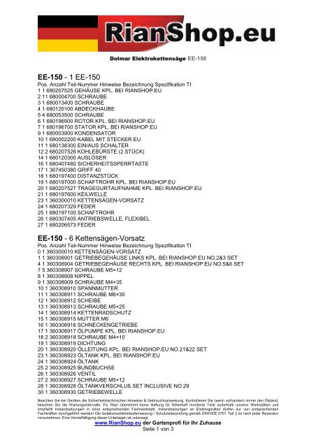 EE-150 - 1 EE-150 EE-150 - 6 Kettensägen-Vorsatz - RianShop.eu