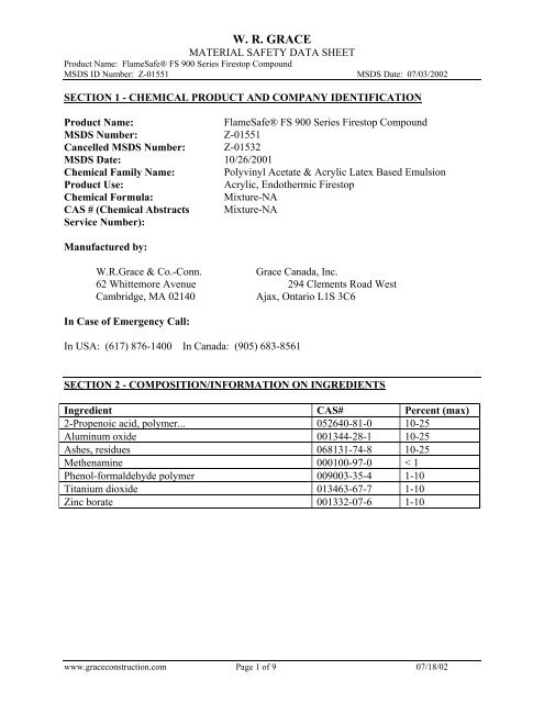 FlameSafeÂ® FS 900 Series Firestop Compound - Building materials ...