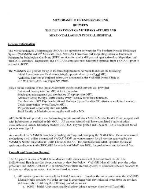 MEMORANDUM OF UNDERSTANDING BETWEEN THE 