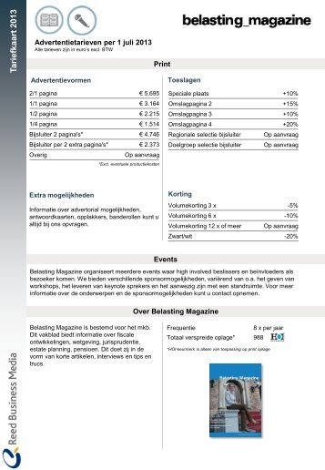 Tariefkaart 2013 Belasting Magazine multimediaal - Adverteren bij ...