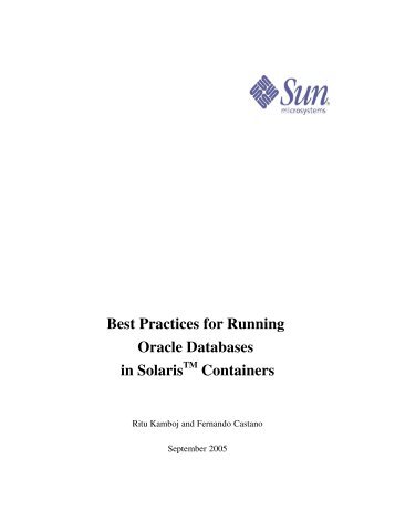 Best Practices for Running Oracle Databases in Solaris ... - iD Concept
