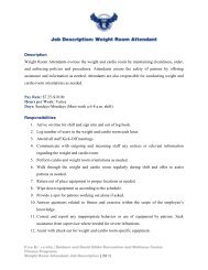 Weight Room Attendant Job Description