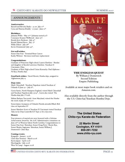 fall 2007 - United States Chito-ryu Karate Federation