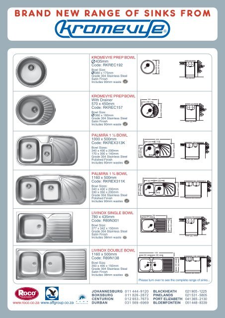 brand new range of sinks - Roco