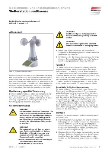 Bedienungs- und Installationsanleitung Wetterstation ... - Warema