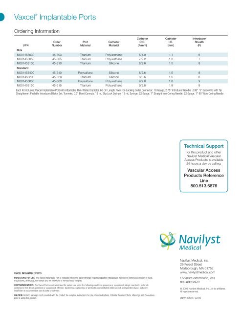 VaxcelÂ® Implantable Ports - Navilyst medical