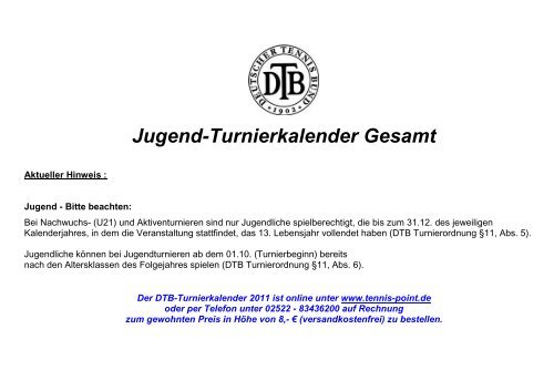 Jugend Turnierkalender Gesamt Tc Ludwigstal Hattingen Ev