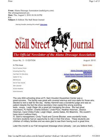 From: Alamo Dressage Association (eash@gvtc.com) To ...