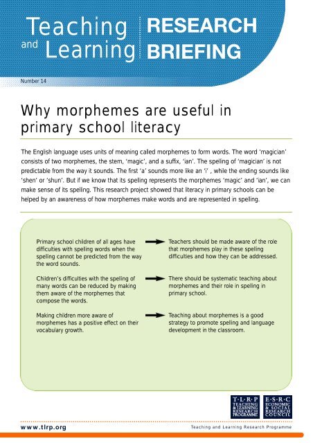 Why morphemes are useful in primary school literacy