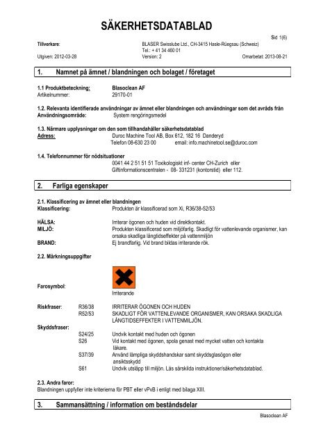 29170-01 Blasoclean AF - Duroc AB