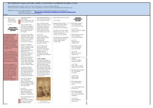 CAN - Blennerhassett Family Tree