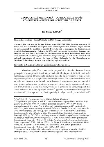 43 GEOPOLITICÄ REGIONALÄ â DOBROGEA DE SUD ... - AUOCSI