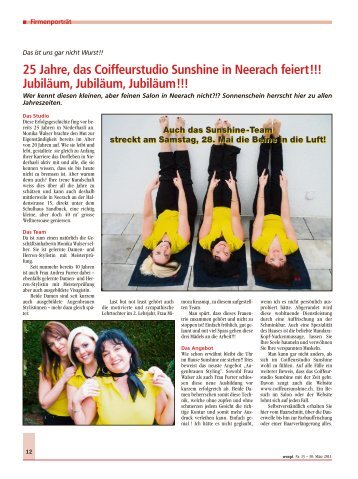 25 Jahre, das Coiffeurstudio Sunshine in Neerach feiert!!! Jubiläum ...