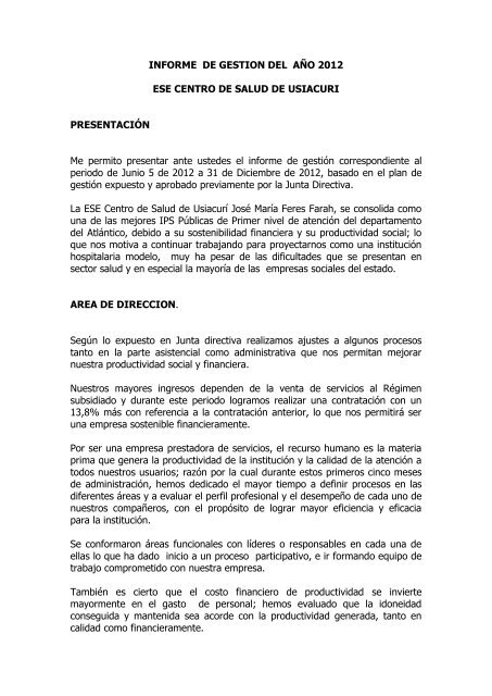 INFORME DE GESTION DEL AÑO 2004 - Usiacurí