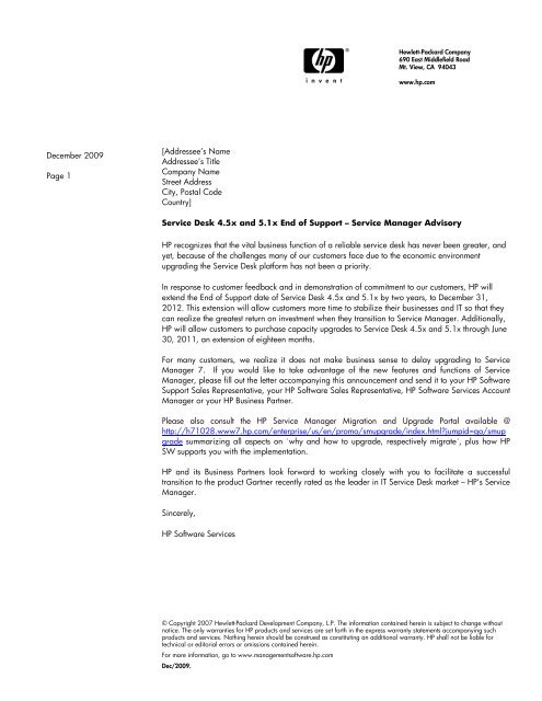 Customer Letter December 2009 Pdf Hp