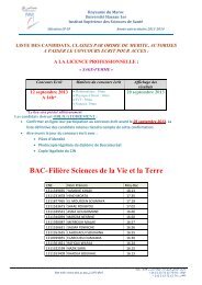 BAC-FiliÃ¨re Sciences de la Vie et la Terre - UniversitÃ© Hassan 1er