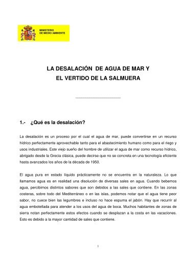 la desalaciÃ³n de agua de mar y el vertido de la salmuera