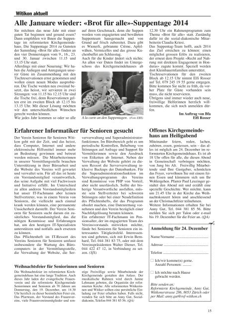 Ausgabe 8, Dezember 2013 - Quartier-Anzeiger für Witikon und ...