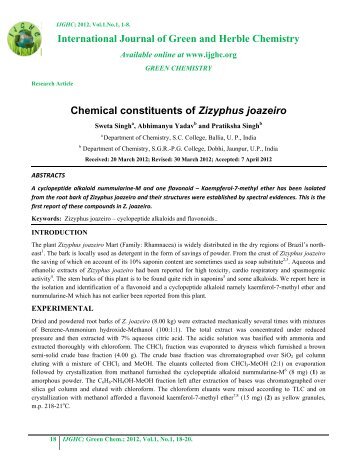 Chemical constituents of Zizyphus joazeiro - IJGHC