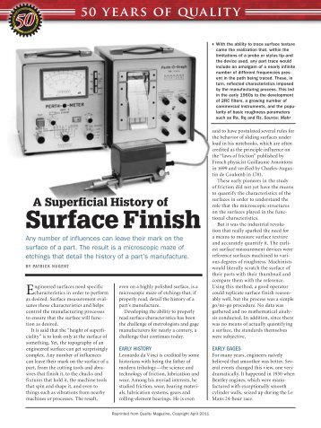 History of Surface Finish - BC MacDonald & Co.