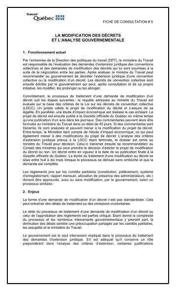 FICHE DE CONSULTATION - MinistÃ¨re du Travail