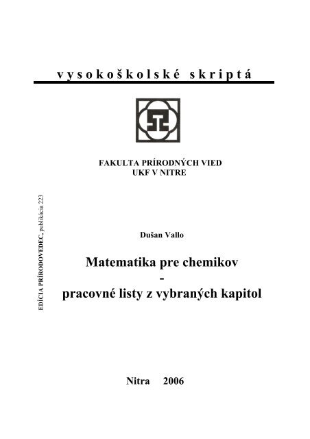 1_obalka_prva strana - Katedra matematiky FPV UKF v Nitre