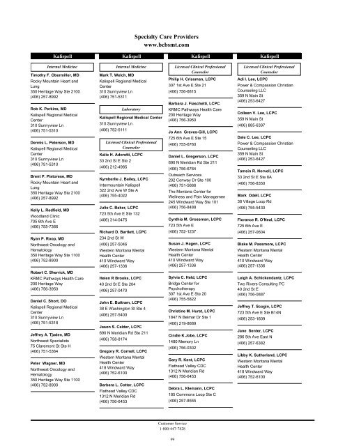 Managed Care Provider Directory - Blue Cross and Blue Shield of ...