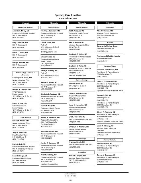 Managed Care Provider Directory - Blue Cross and Blue Shield of ...