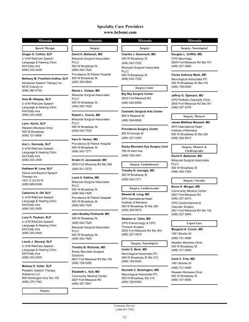 Managed Care Provider Directory - Blue Cross and Blue Shield of ...