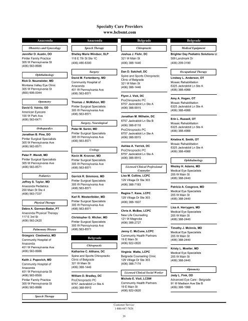 Managed Care Provider Directory - Blue Cross and Blue Shield of ...