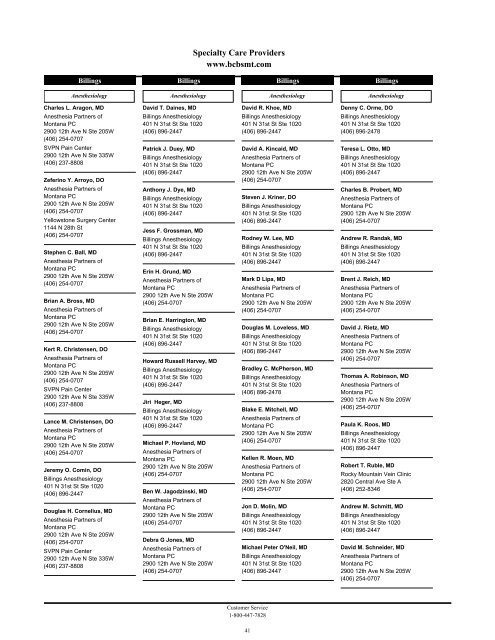 Managed Care Provider Directory - Blue Cross and Blue Shield of ...