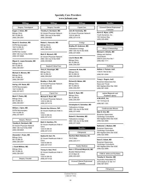 Managed Care Provider Directory - Blue Cross and Blue Shield of ...