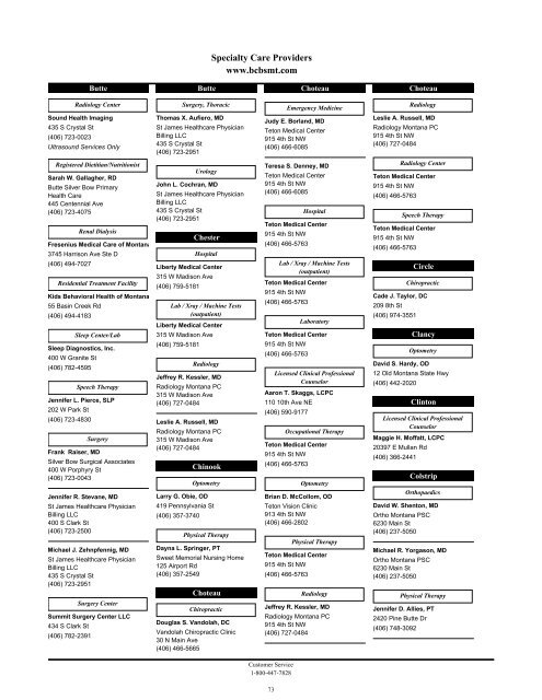 Managed Care Provider Directory - Blue Cross and Blue Shield of ...