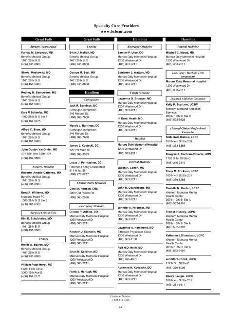 Managed Care Provider Directory - Blue Cross and Blue Shield of ...