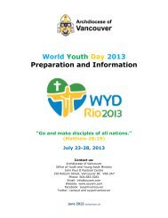 World Youth Day 2013 Preparation and Information - Archdiocese of ...