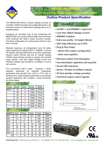 Outline Product Specification MEDISTAX RANGE - Power Sources ...