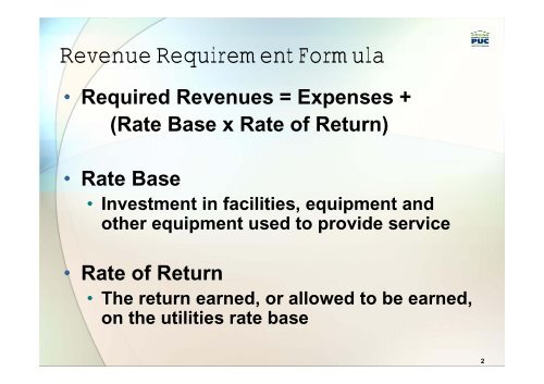 Calculating the Revenue Requirement in Electricity