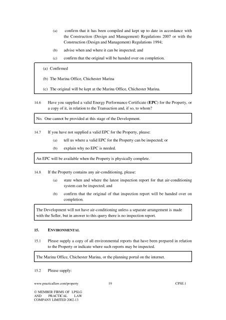 Commercial Property Standard Enquiries CPSE.1 ... - Blake Lapthorn