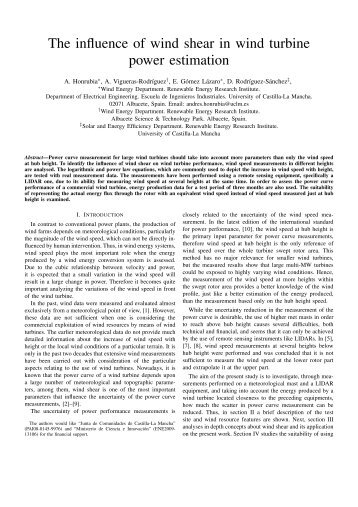 The influence of wind shear in wind turbine power estimation