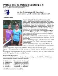 Presse-Info! Tennisclub Neuburg e. V. - Tennisclub Neuburg am Rhein