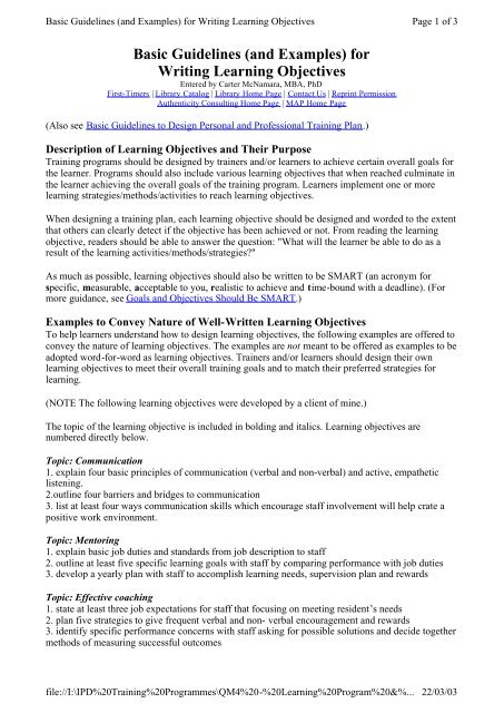 Basic Guidelines (and Examples) for Writing Learning Objectives