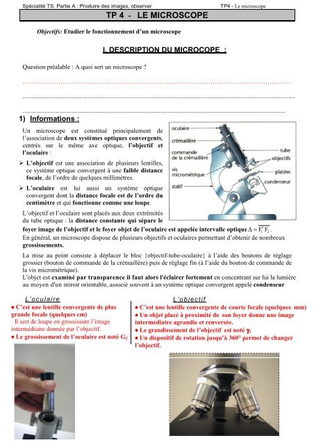 Les Parties Du Microscope Composé Et Leurs Fonctions