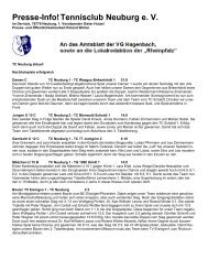 Presse-Info! Tennisclub Neuburg e. V. - Tennisclub Neuburg am Rhein