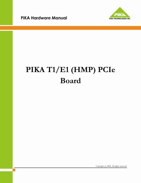 Pika Operator Module PIKA T1/E1 (HMP) PCIe Board - PIKA Technologies